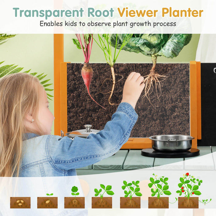 Costway Kids Kitchen Playset Cuisine De Boue Exterieure Avec Planteur De Visionnaire De Racine Evier Amovible