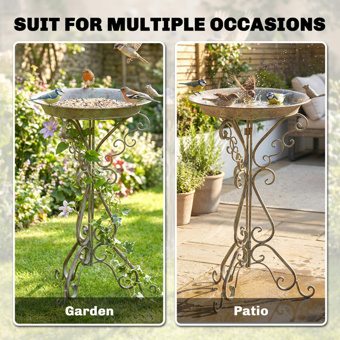 Outsunny Bain d'Oiseaux avec Statue, Bassin Vintage pour Jardin, Vert