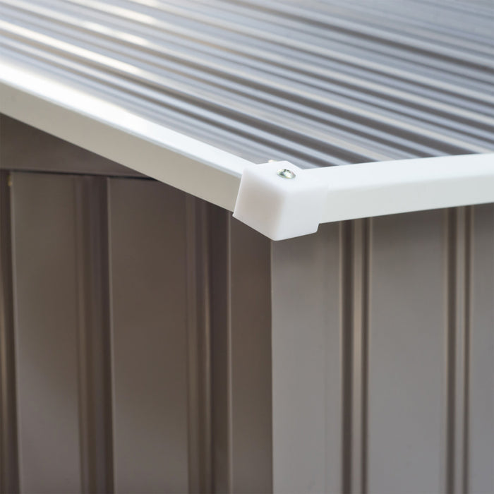 Outsunny 9.1'x 6.4' X 6.3' Abri De Jardin Avec Fondation De Plancher Patio Exterieur Cour Metal Maison De Rangement Pour Outils Avec Portes Doubles Gris
