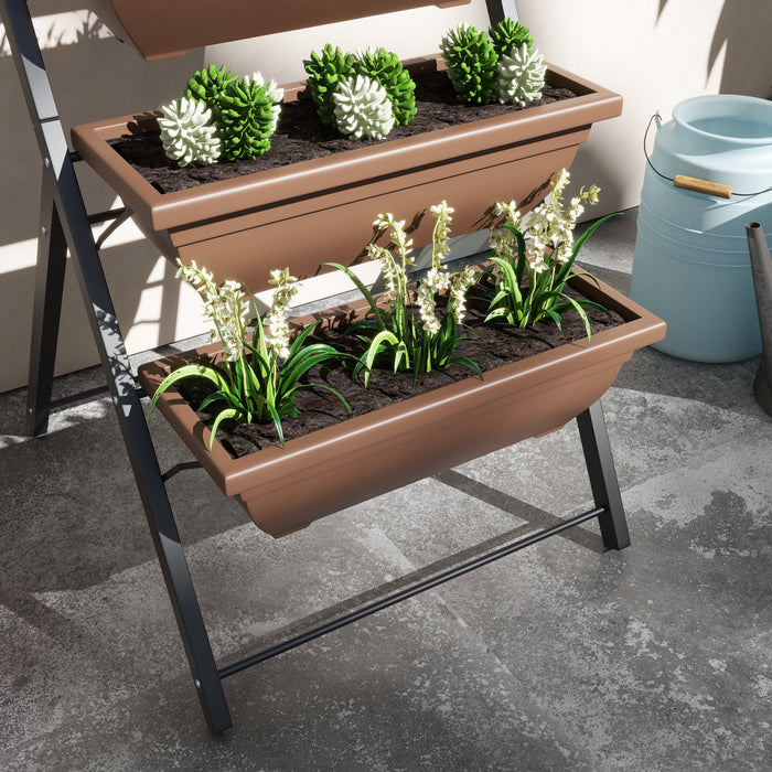 Outsunny Jardin Sureleve A 5 Niveaux Avec 5 Bacs A Plantes, Bacs De Culture Pour L'exterieur Avec Trous De Fuite Pour Balcon, Patio, Exterieur