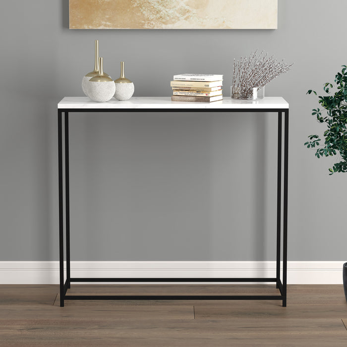 Console moderne de 31 po - marbre avec métal noir