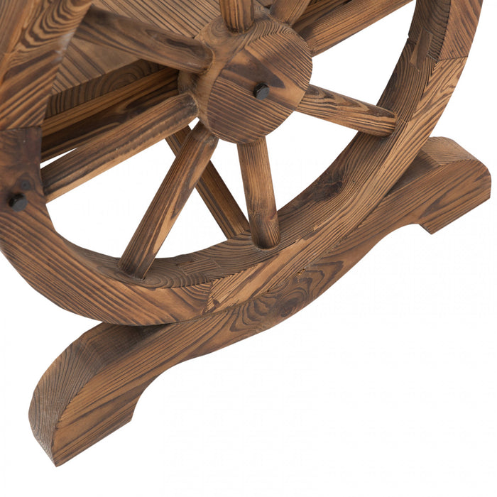 Banc En Bois De Chariot A Roue Outsunny Dessine De Maniere Rustique, Chaise De Jardin 2 Places