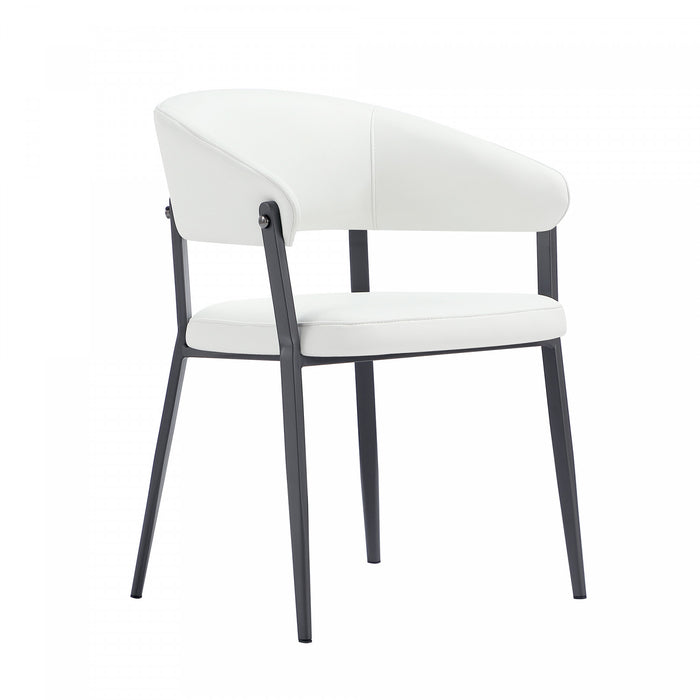 Chaise de salle a manger moderne en metal et tissu Belle, blanche - Lot de 4