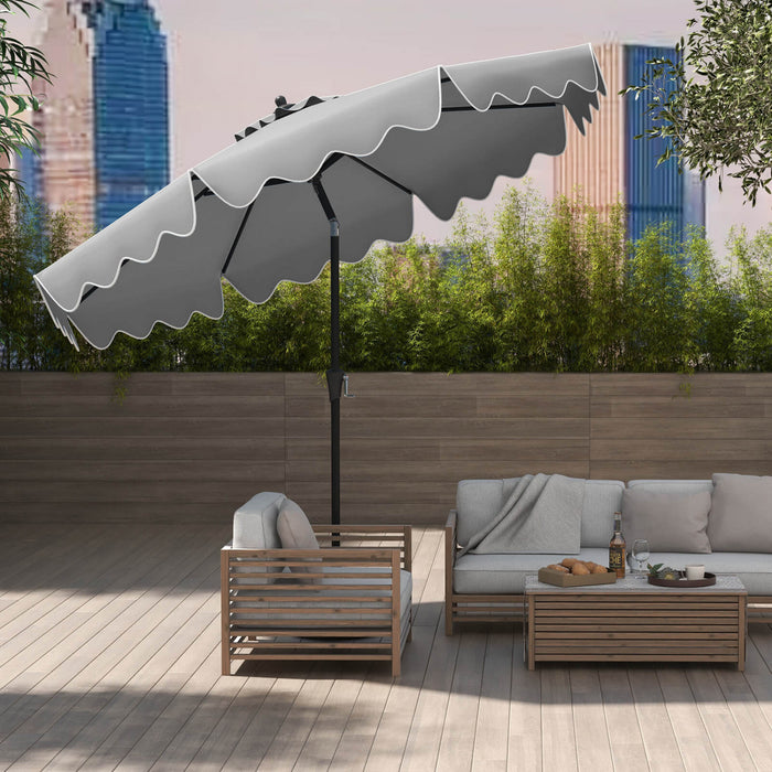 Costway Parasol de patio de 9 pieds a 2 niveaux, parasol de table de marche avec toile protectrice solaire gris