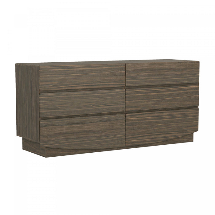 Commode contemporaine Ardea 72\" en noyer (6 tiroirs)