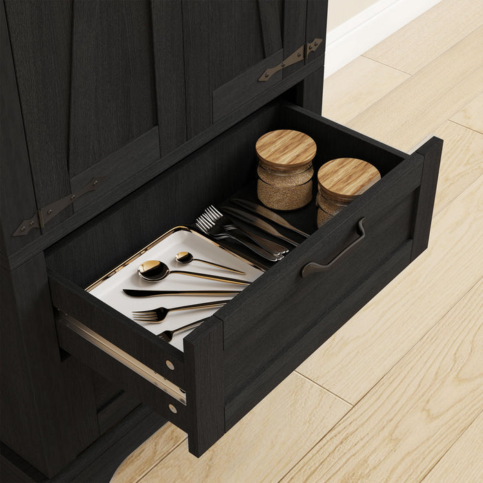 HOMCOM Meuble de rangement de cuisine de 71 po, armoire de cuisine, noir