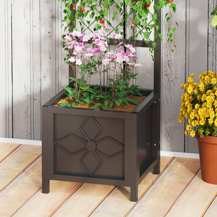 Outsunny Jardiniere en metal avec treillis, trous de drainage