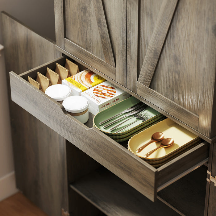 HOMCOM Meuble de rangement de cuisine 72 po, style campagnard, Gris