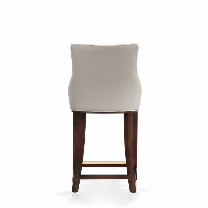 Tabouret de comptoir moderne en bois avec assise rembourree Shubert, gris clair - Lot de 3
