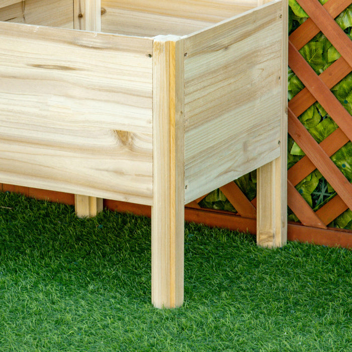 Outsunny - Lit De Jardin Sureleve A 3 Niveaux Avec Etagere De Rangement, Kit De Jardiniere Surelevee En Bois Pour L'exterieur, Support De Plante En Bois Autoportant Pour Legumes, Herbes Et Fleurs.