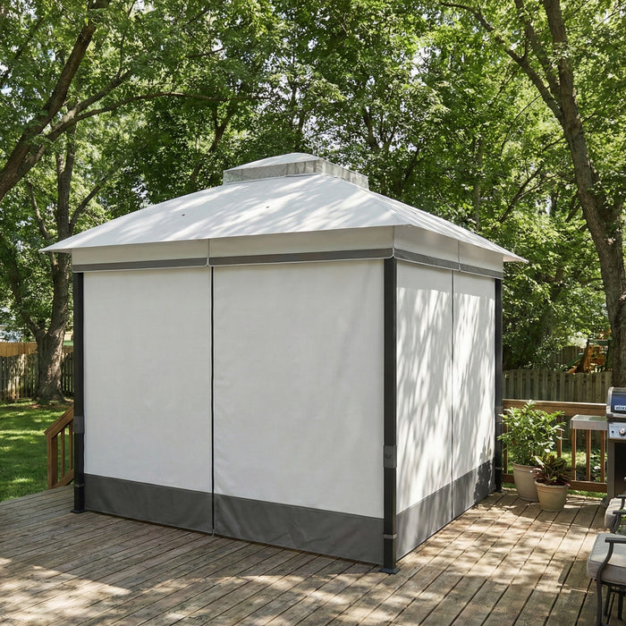 Outsunny Tonnelle de Jardin 3x3m, Toit Double UPF50+, Gris Clair