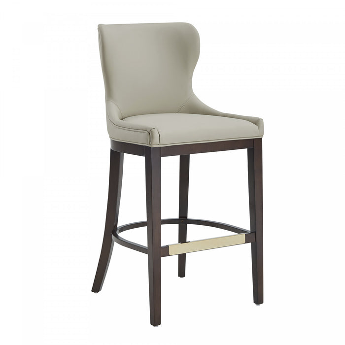 Tabouret de bar Blair moderne en bois avec revetement en tissu coloris pierre