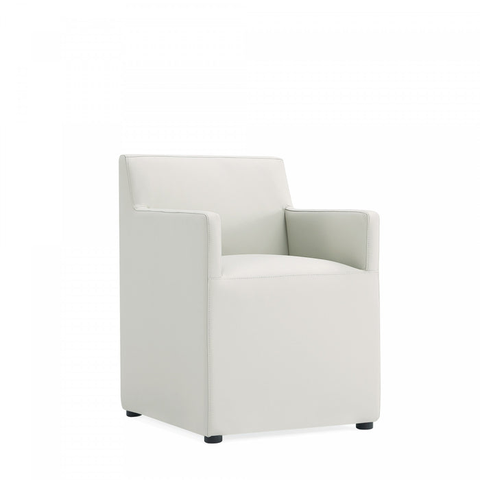 Fauteuil moderne en cuir vegetalien Anna Square en gris pierre - Lot de 2