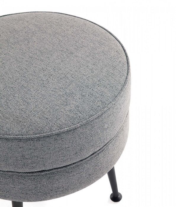 Pouf d’appoint capitonne Bailey style milieu du siecle en gris