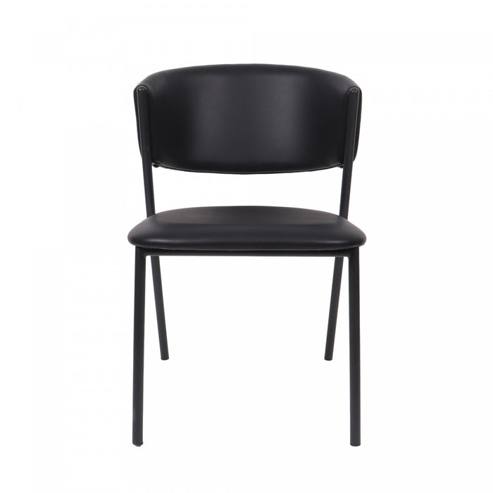 Chaise laterale contemporaine moderne Drift en cuir vegetalien et metal noir - Lot de 4