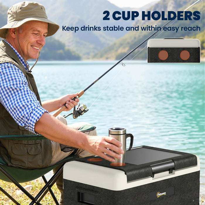 Outsunny Refrigerateur de Voiture 12V, 53L, Glaciere Electrique Portable