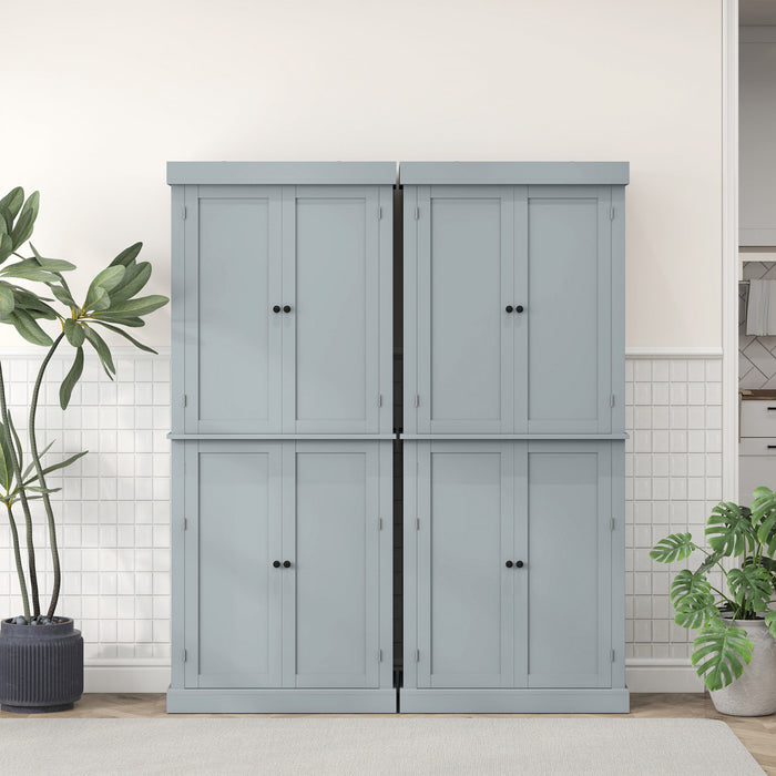 HOMCOM Garde-Manger Cuisine 4 Portes Autoportant Etageres Gris