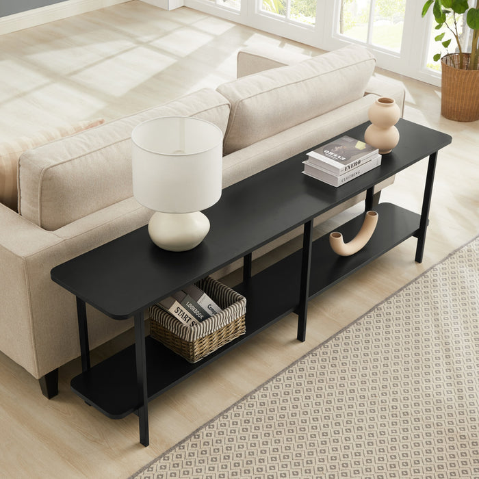 Console moderne contemporaine Celine 71\" en noir (2 etageres)