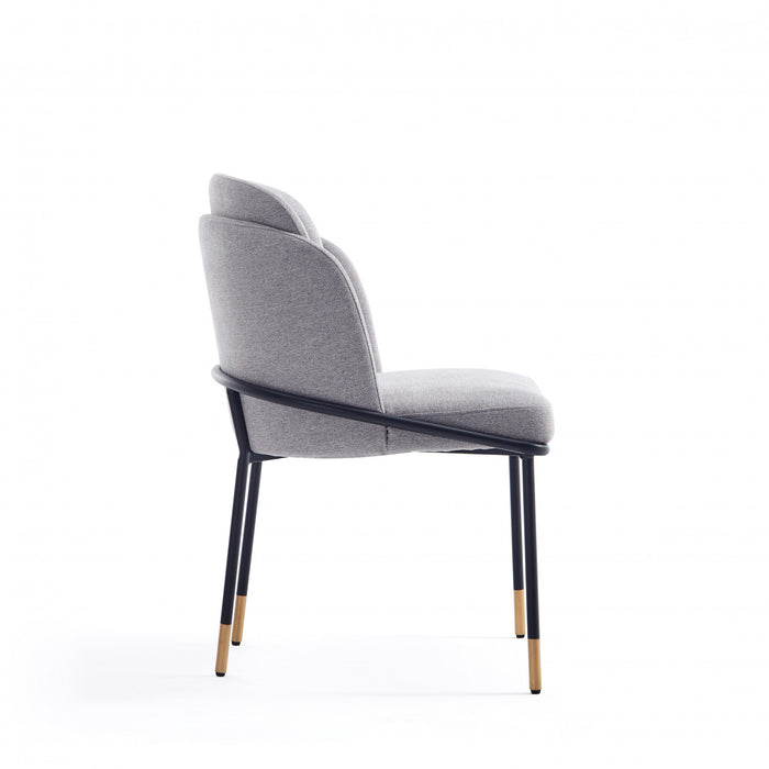 Chaise de salle a manger Flor en metal moderne a tissage serge gris - Lot de 2