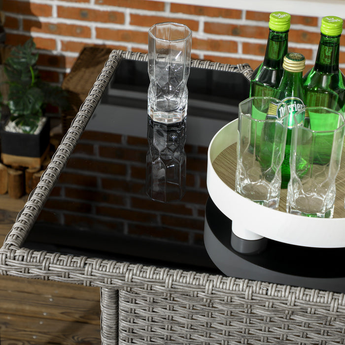Outsunny Ensemble De Bar De Terrasse 5 Pieces, 4 Chaises De Bar, Gris