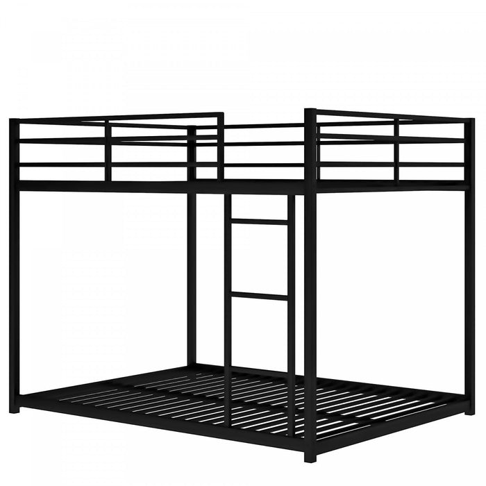 Lits superposes John en metal a faible hauteur avec echelle, taille Full sur Full, noir