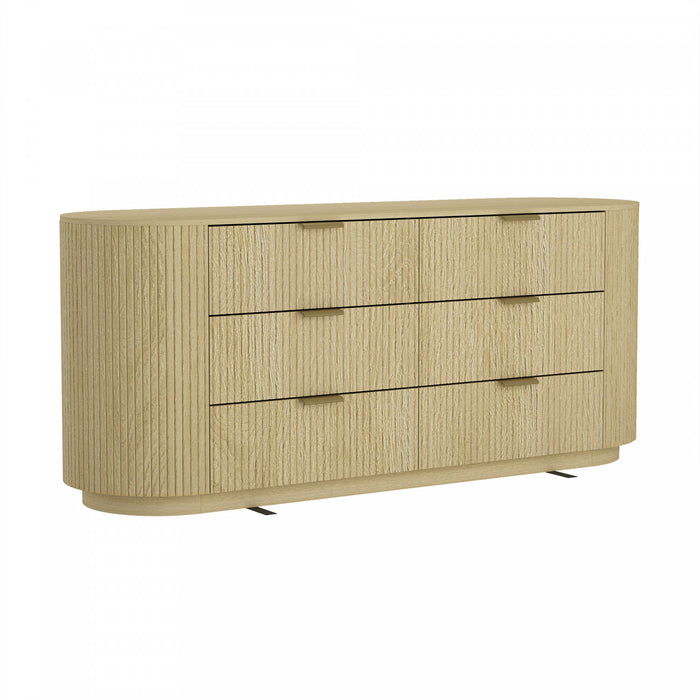 Commode Olivia Manhattan Moderne 71\" en chene naturel (6 tiroirs)