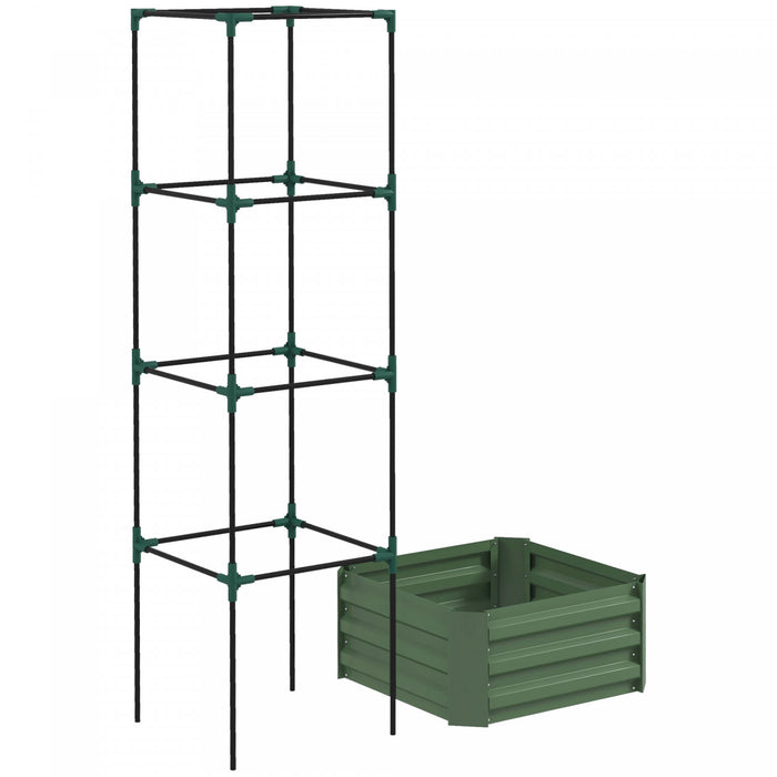 Outsunny Lit De Jardin Sureleve Galvanise Avec 4-tier Treillis Tomate