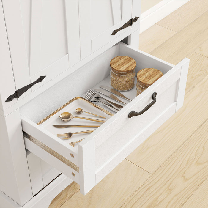 HOMCOM Meuble de rangement de cuisine de 71 po, armoire de cuisine, blanc