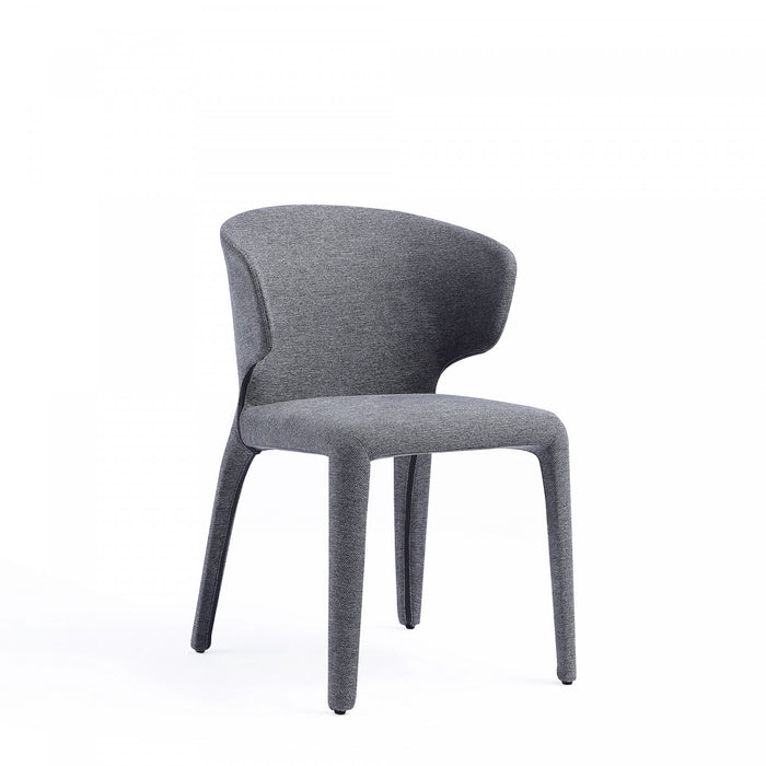 Chaise de salle a manger rembourree Conrad style milieu du siecle en gris - Lot de 4