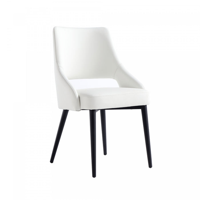 Chaise de salle a manger moderne Tremont en metal et cuir vegetalien blanc