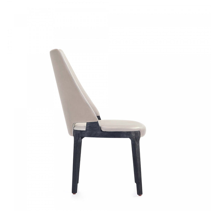 Chaise de salle a manger moderne en bois Kara avec revetement en tissu gris clair - Lot de 2