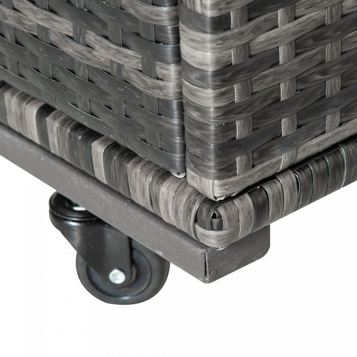 Outsunny Organisateur De Rangement Exterieur En Rotin Pour Piscine, Gris