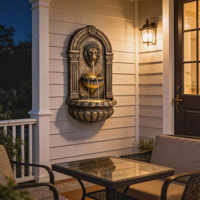 Fontaine murale exterieure a 3 niveaux Outsunny avec eclairage LED