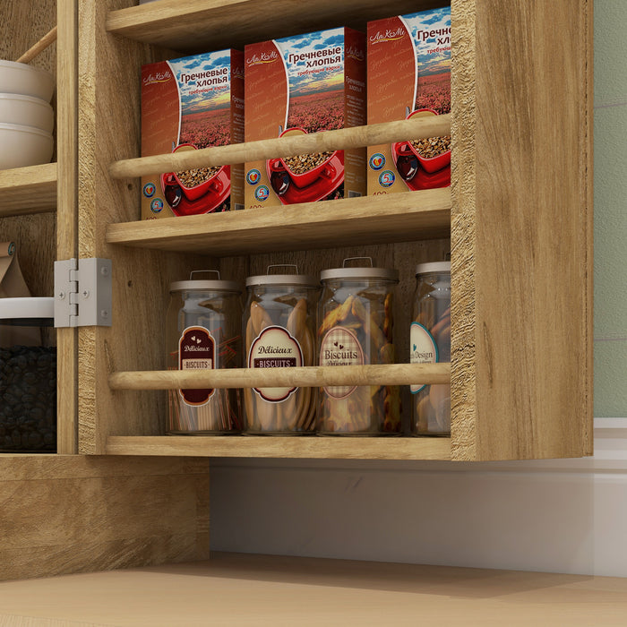 HOMCOM Armoire de rangement de garde-manger en rotin de 41 po, Naturel