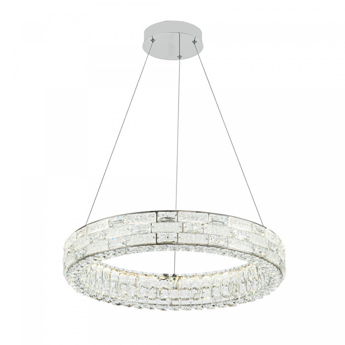 Lustre A Del Integrees Elegance 24 po, Chrome Avec Verres En Cristal