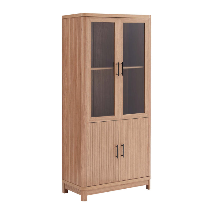 Ensemble de 2 bibliotheques-armoires Jodie style milieu du siecle 31\" en erable (6 etageres)
