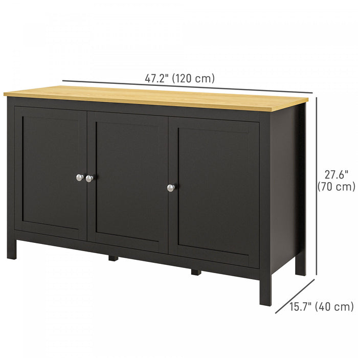 HOMCOM Meuble de Rangement, Meuble Buffet avec Portes, Noir