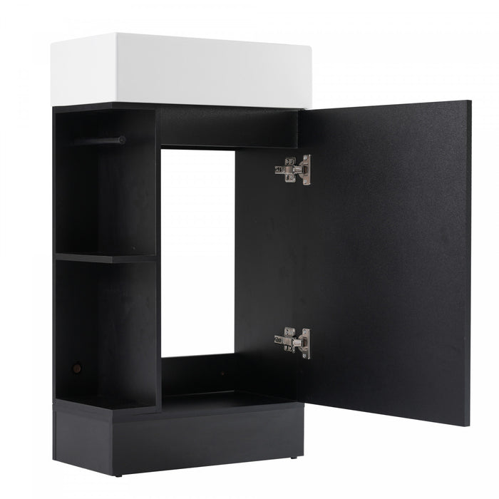 Ethan Meuble-lavabo de 18,6\" avec vasque et etagere reglable, Noir