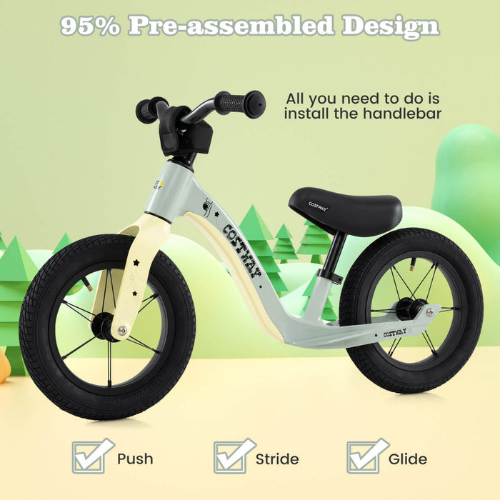 Costway 12 Pouces Magnesium Tout-petit Equilibre Velo Sans Pedale Formation Tout-petit Equilibre Velo Vert