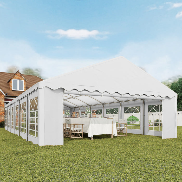 Outsunny Grande Tente de Reception 6 x 12 m avec Parois Amovibles, Blanc