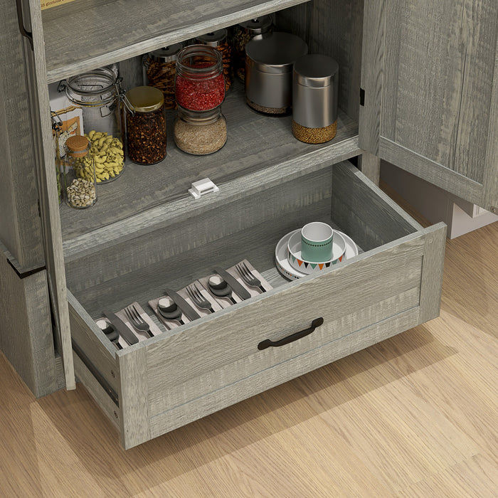 HOMCOM Armoire de garde-manger, armoire de cuisine, gris clair vieilli
