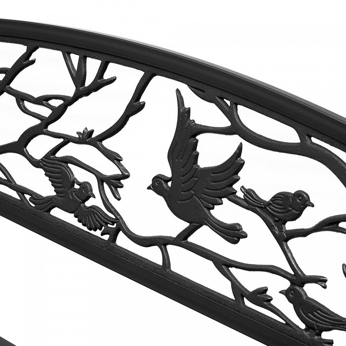 Outsunny Banc De Jardin En Metal De 50 Po Motif D'oiseaux Vintage, Noir