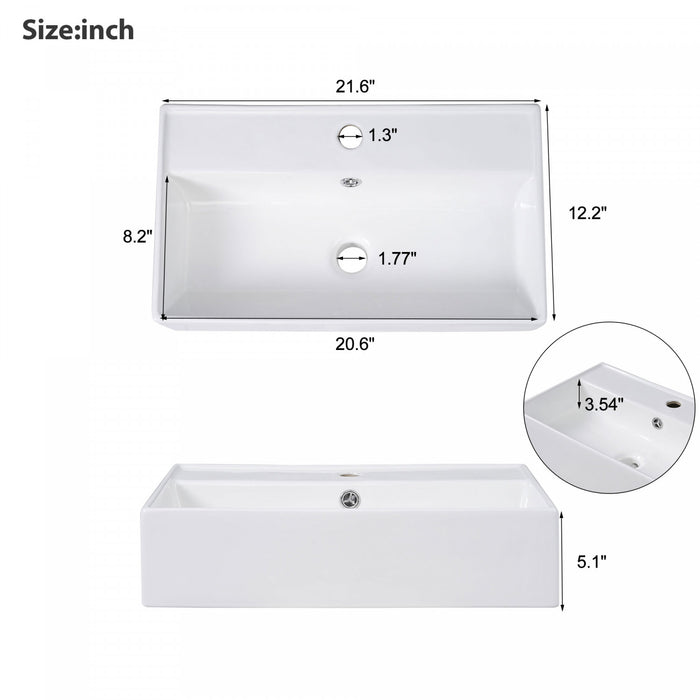Evelyn Meuble-Lavabo Moderne avec Vasque en Ceramique et Rangement Intelligent, Naturel