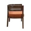 Rattan 47.5 Inch Rattan Upholstered Loveseat with Hand-Woven Backrest, Dark Orange, Walnut | Rattan Causeuse Rembourree en Rotin 47.5 po avec Dossier Tisse Main, Orange Fonce, Noyer