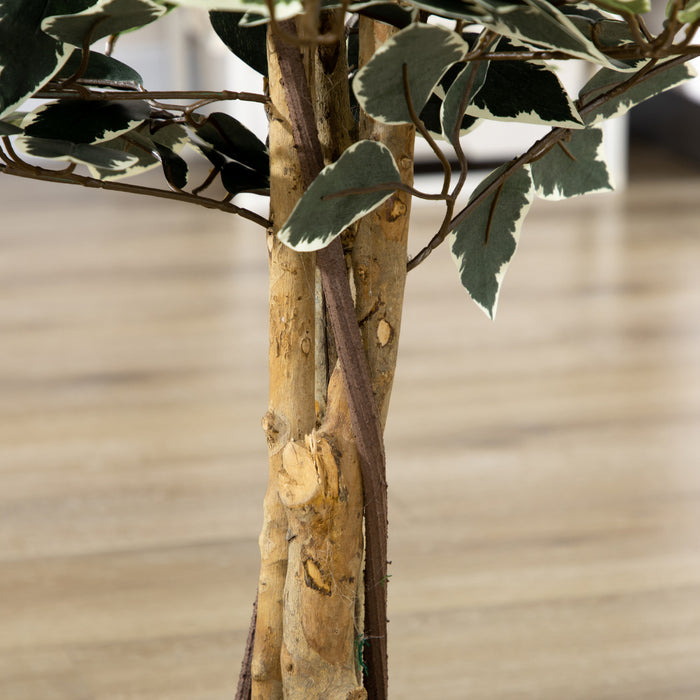 HOMCOM Ficus artificiel panache de 4,5 pi pour interieur exterieur, vert