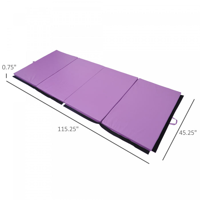 Soozier Tapis De Gymnastique Pliable 10,2 X 25,4 X 5,1 Cm, Tapis D'exercice Avec Poignees De Transport Pour Yoga, Mma, Arts Martiaux, Etirements, Entrainements De Base, Violet