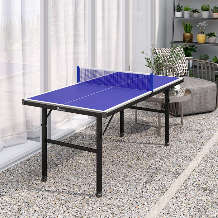 Soozier Mini Table De Ping-pong Avec Pieds Reglables, Bleu