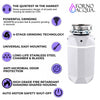 BrightDIAMOND 1HP Quietest Waste Disposer, LED Cabinet Light, Corded & Air Switch, MoonStone - WDD100TA2MS Food Disposer | BrightDIAMOND 1HP Broyeur ultra-silencieux, DEL sous armoire, cordon/interrupteur, Blanc- WDD100TA1BO