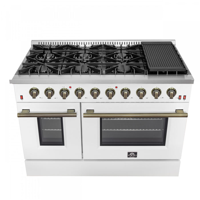 Cuisiniere a gaz Galiano de 48 po en blanc, 6,58 pi³, doubles fours - FFSGS6244-48WHT