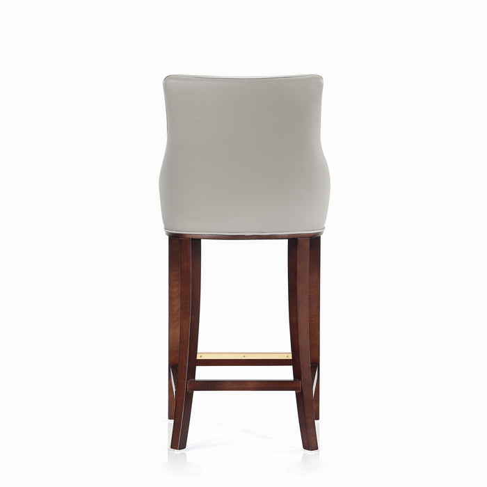 Tabouret de bar moderne en bois Shubert avec revetement en tissu gris clair - Lot de 2